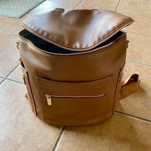 Miss Fong Faux Leather Backpack Diaper Bag